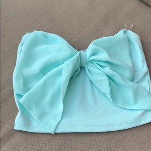Adorable mint bow crop top